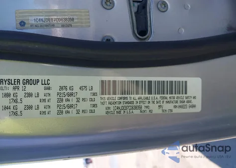 2012 Jeep Compass Latitude z USA, uszkodzony, nr VIN 1C4NJDEB7CD638358